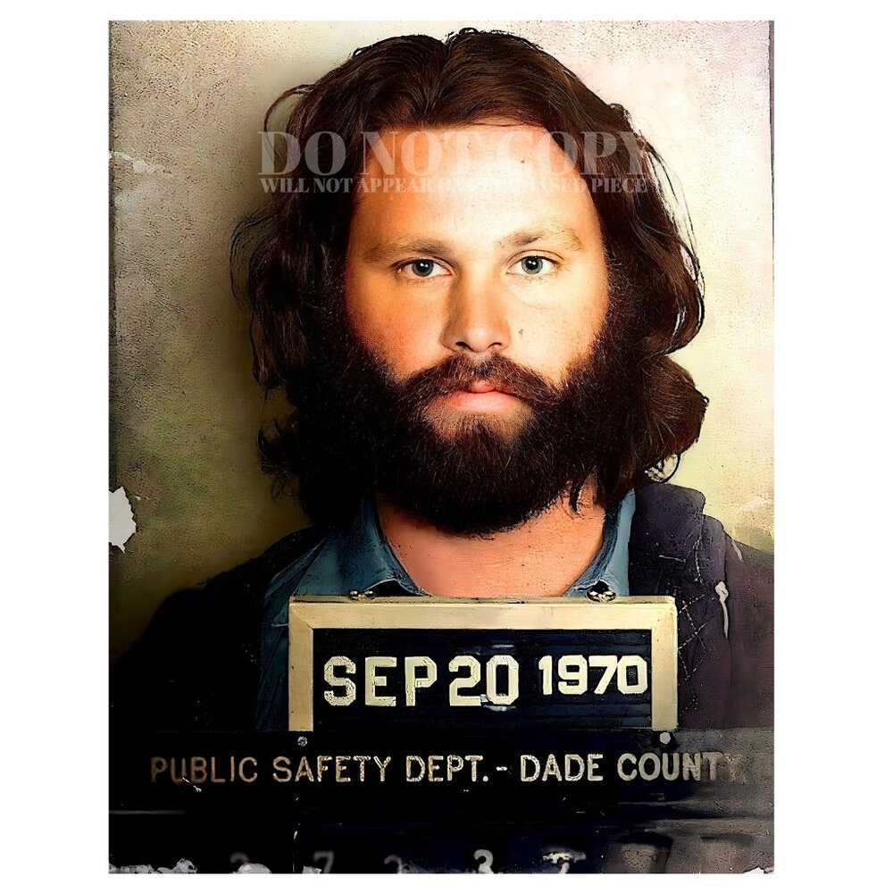 Jim Morrison Mugshot Photograph 8 X 10 | RARE 1970 Mug Shot Photo | Poster Print